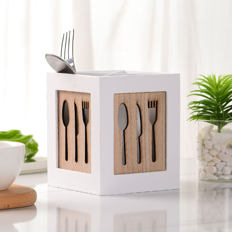 🌿 Wooden Cutlery Organizer Box – Eco-Friendly Kitchen Storage