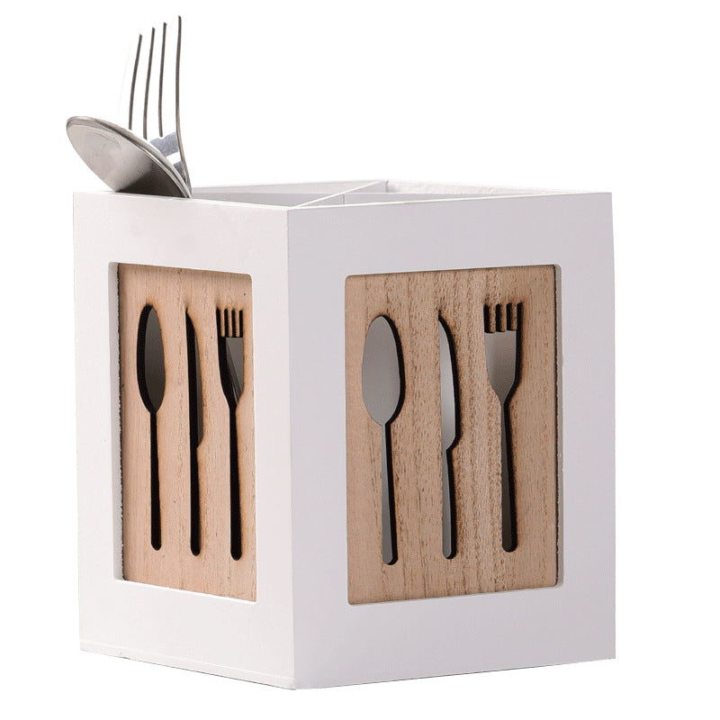 🌿 Wooden Cutlery Organizer Box – Eco-Friendly Kitchen Storage