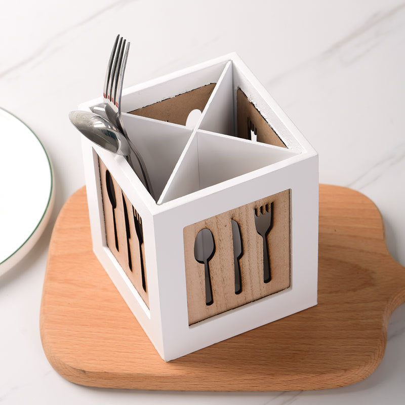 🌿 Wooden Cutlery Organizer Box – Eco-Friendly Kitchen Storage