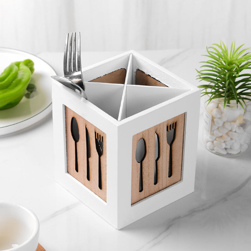 🌿 Wooden Cutlery Organizer Box – Eco-Friendly Kitchen Storage
